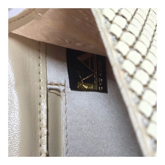 Vintage Hong Kong White Mesh Mesh Chainmail Crossbody Purse Shoulder Bag Retro - Picture 5 of 6